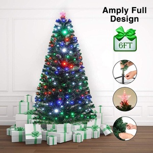 6FT Xanh Nhân Tạo Sợi Quang Giáng Sinh Cây Với Nhấp Nháy LED, Bản Lề 230 Chi Nhánh Lời Khuyên Xmas <span class=keywords><strong>Tree</strong></span> Trong Nhà Pohon Natal - Product Image 5