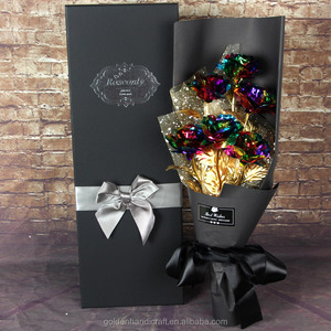 Commercio all'ingrosso Regalo di Giorno di san valentino Del Fiore 24K <span class=keywords><strong>Oro</strong></span> Rosa <span class=keywords><strong>Bouquet</strong></span> di Fiori - Product Image 3