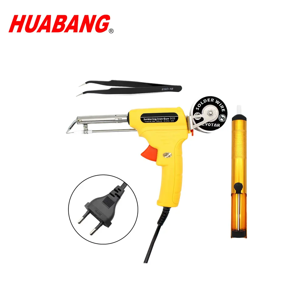 220V 60W EU Plug Automatic Send tin Electrical Soldering Iron Gun Hand Welding Tool with soldering sucker Tweezers