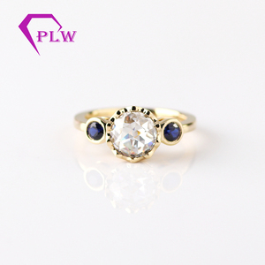 Provence venta caliente 3 Stone Moissanite Diamond Crown anillo 2Carat oro blanco anillo para dedo - Product Image 1