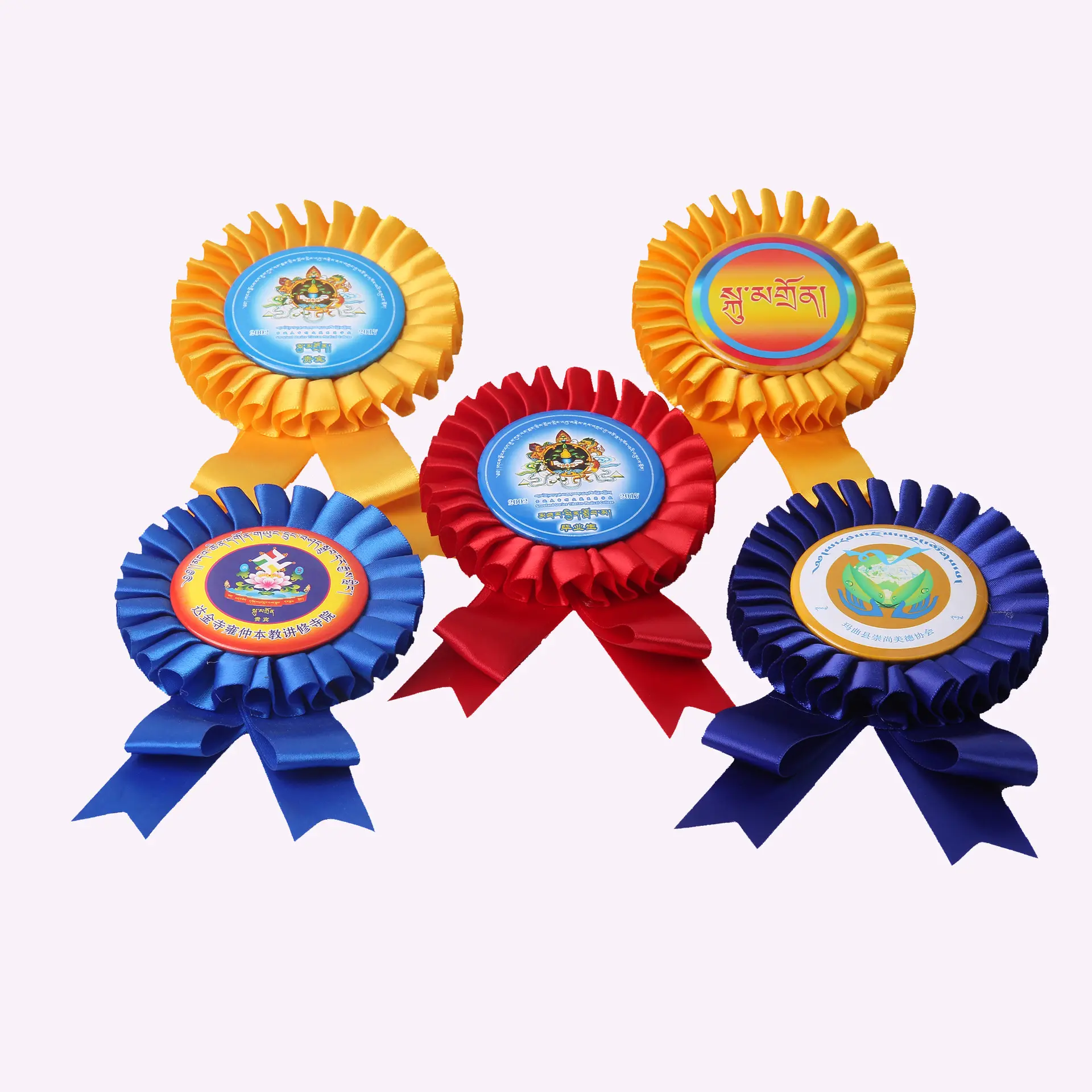 Badge de récompense personnalisé, ruban avec logo imprimé original, pour spectacle cheval, rose, vente en gros
