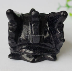 Alta calidad al por mayor mano tallada piedra arenisca azul natural cristal cráneo <span class=keywords><strong>cabeza</strong></span> <span class=keywords><strong>de</strong></span> dragón - Product Image 6