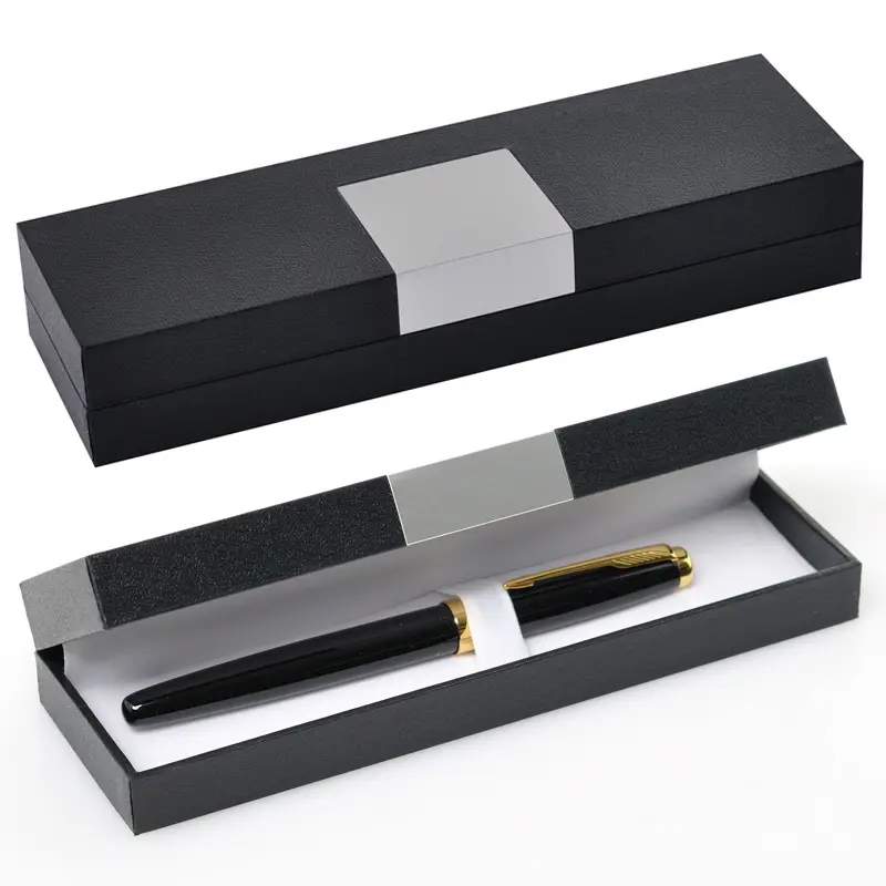 प्रिंट स्टाम्प लोगो के साथ मखमल भीतरी डिजाइन प्रीमियम उपहार बॉक्स लक्जरी पैकेजिंग बक्से के लिए एल्यूमीनियम परत कलम