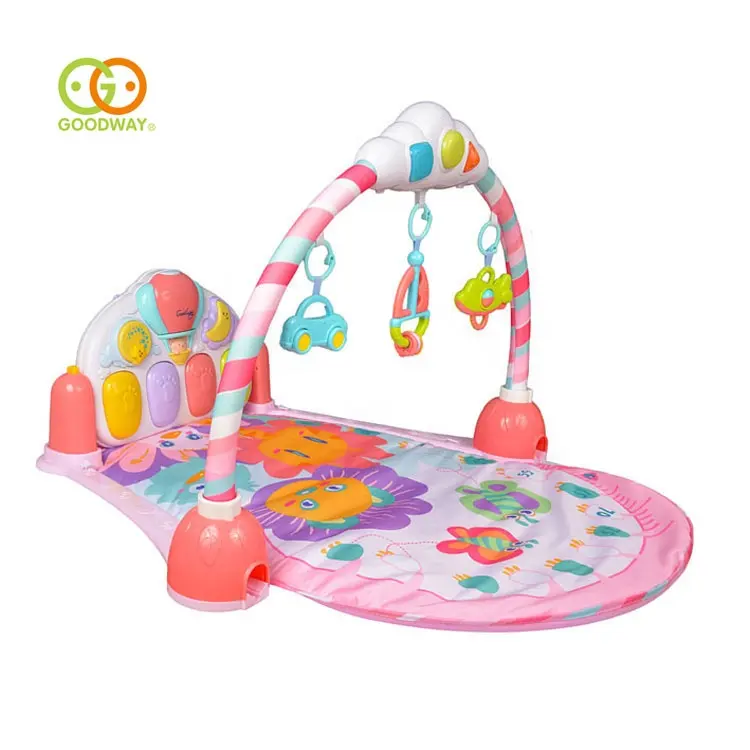 colorful safe plastic floor carpet fitness racks baby play mat gym with arch music box
