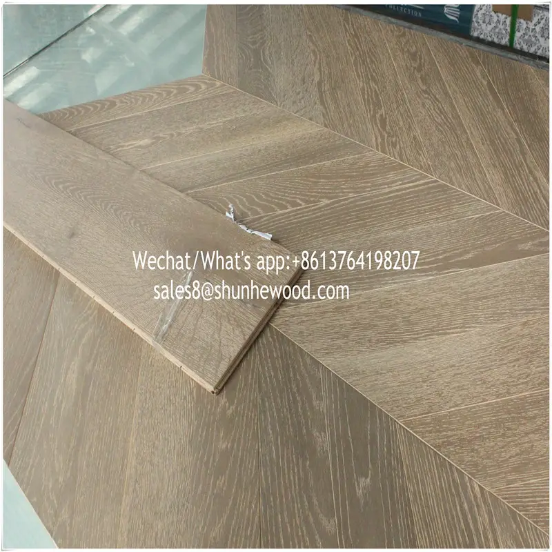 Factory prices 14mm white oak engineered wood/timber herringbone parquet floor