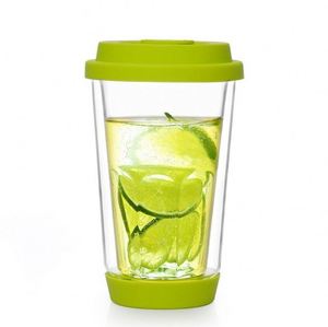 Double Paroi En Verre Tasse À Café En Verre de Tasse de Café De Voyage avec Couvercle Thermo Isolée Borosilicate Verre Gobelet - Product Image 2