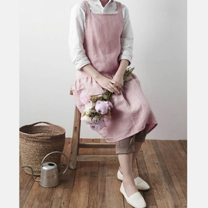 Donne Dolce Delle Signore Semplice Lungo Dress Ruffle 100% Lino Personalizzato Antivegetativa Grembiule Stampa Riciclato Grembiule <span class=keywords><strong>Da</strong></span> <span class=keywords><strong>Cucina</strong></span> - Product Image 4