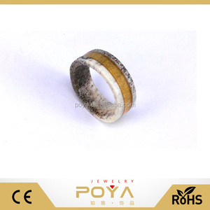 POYA Bijoux Dernière Desgin Anneau De Mariage Bijoux 100% Antler Anneau Avec Koa Bois Inlay Comfort Fit Mesdames Et Messieurs - Product Image 1
