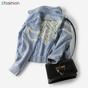 Giacca di Jeans Jeans a manica lunga ingrosso nuovo stile moda giacca di perle da donna - Product Image 6
