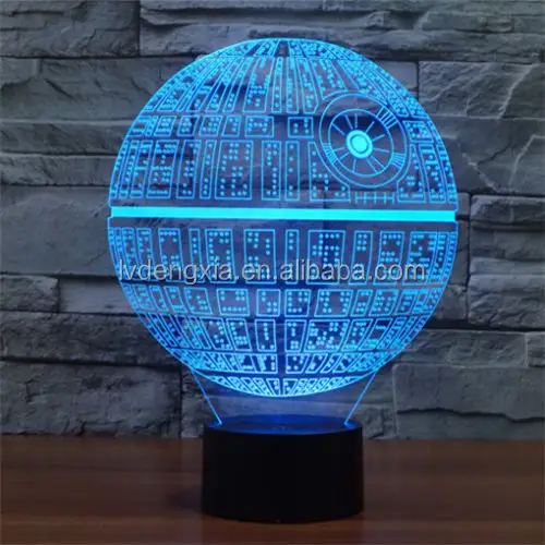 Hot Saling 3d โคมไฟกลางคืนตกแต่งห้องนอน Death Star 3D ภาพลวงตาโคมไฟ LED Vision หลอดไฟ3D Night Light
