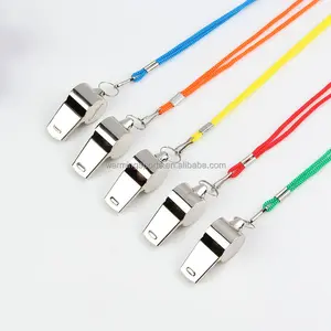 High Quality Cheap Wholesale Outdoor Usage Loudly Stainless Steel Metal Whistle With Lanyard