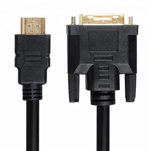 Kabel adaptor konverter HDCP, hitam 1.8M berlapis emas 6 kaki kualitas tinggi HDMI ke DVI 24 + 1 M/m