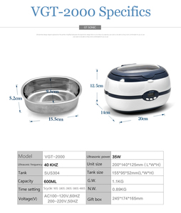 600 ml VGT-2000 con pantalla digital <span class=keywords><strong>contacto</strong></span> por ultrasonidos <span class=keywords><strong>limpiador</strong></span> - Product Image 6