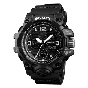 Skmei relógio masculino analógico, relógio de pulso digital de quartzo + movimento para homens, casual de esporte na moda, marca de plástico analógico, 1327