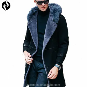 2018 High quality new style custom faux leather trench royal blue winter mens coat