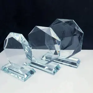 Honor of crystal Different Sizes Available Octagon Shape Jade Glass Trophy Blank Glass Trophy For Engraving