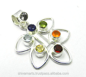 Nouveau style de pierres précieuses multicolores en quartz véritable en argent sterling 925 bijoux fins pendentifs et breloques bijoux faits à la main pour femmes - Product Image 2