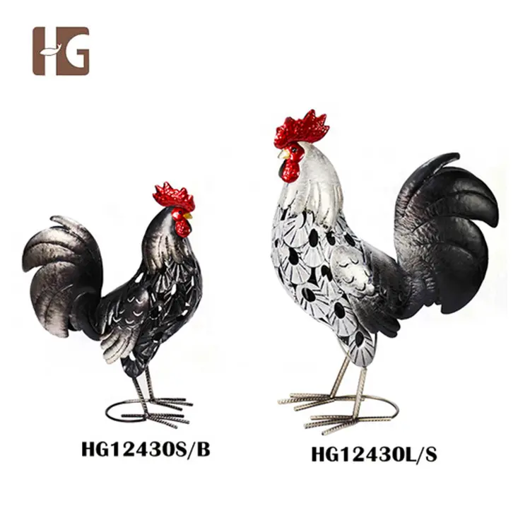 2017 New Design Multi Color Outdoor Christmas Decoration Metal Rooster Garden Decoration Chicken