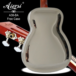 Aiersi thương hiệu Glossy Chrome mạ chuông đồng cộng hưởng <span class=keywords><strong>Guitar</strong></span> O phong cách đơn nón Acoustic Biscuit bluegrass nhạc cụ - Product Image 3