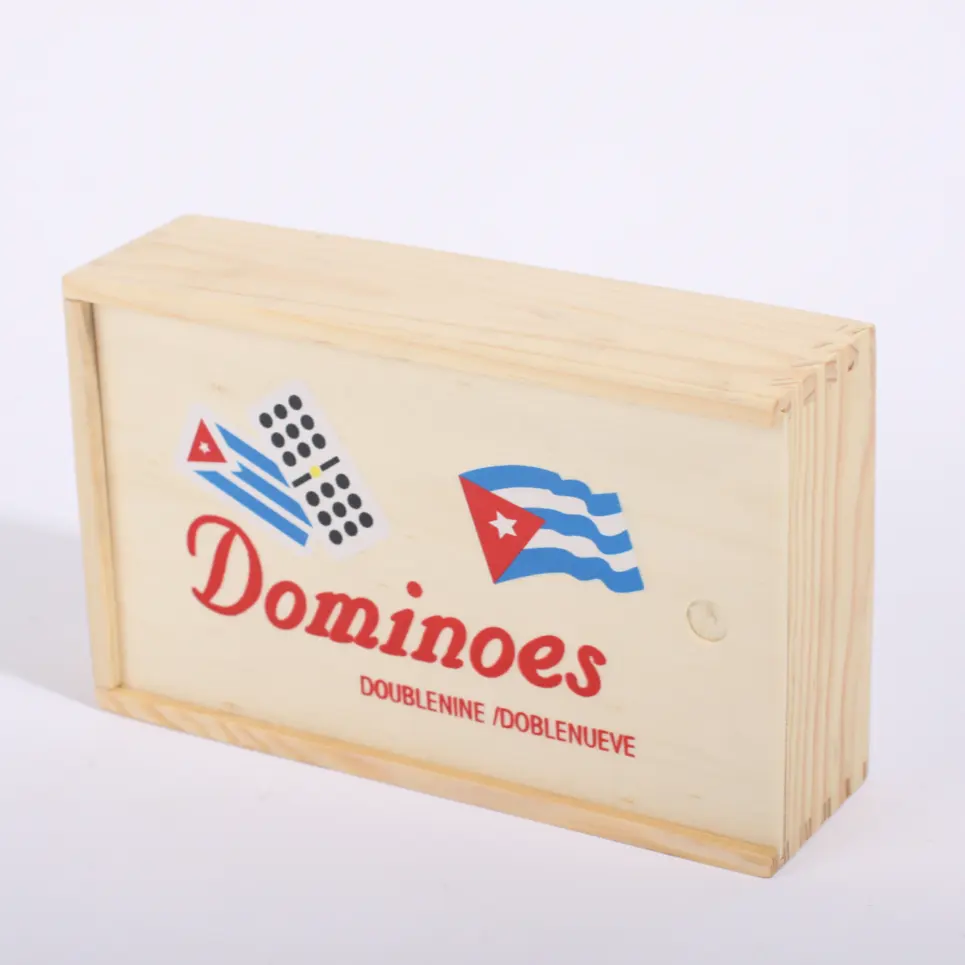 टिकाऊ शैक्षिक रंगीन डबल नौ क्यूबा में Dominoes लकड़ी के बॉक्स