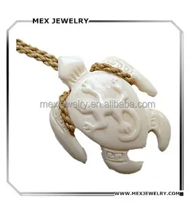 Tribal Style Surfer Handmade Adjustable carved Synthetic ox Bone turtle and gecko pendant jewelry