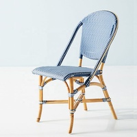 Chaise de bistrot d'extérieur en bambou tressé à pois, chaises en rotin