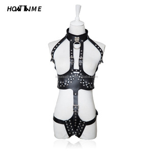 Echte lederen <span class=keywords><strong>bondage</strong></span> tape harnas slavenriem beugels fetish kleding OEMOR ODM seksspeeltjes koppels HOTTIME zwarte seksproducten - Product Image 2