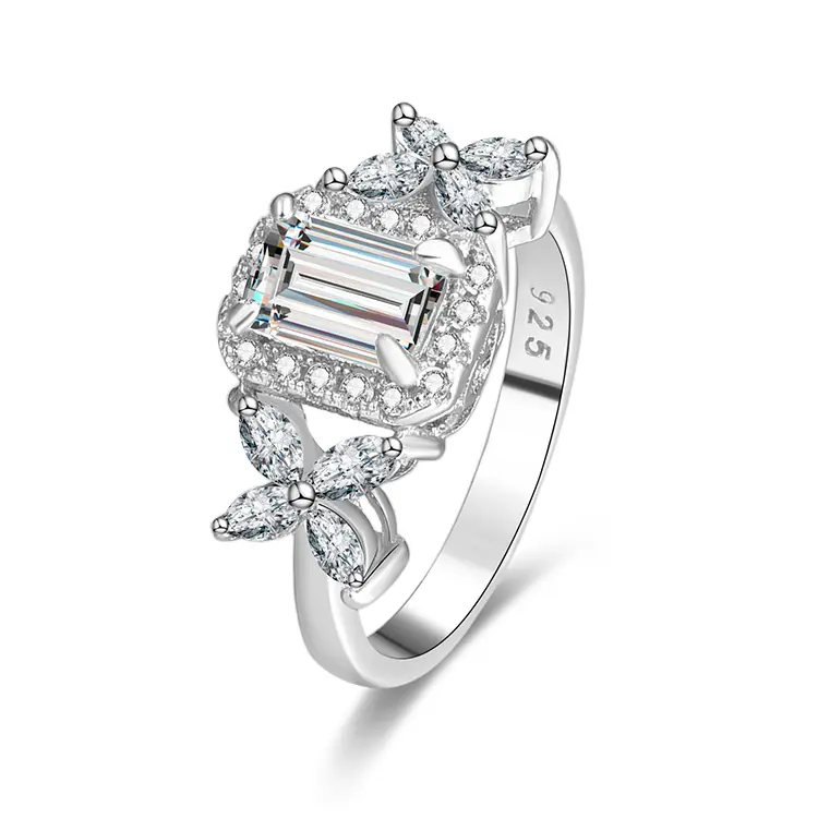 POLIVA แหวนเพชร18K สำหรับผู้หญิง,แหวนหมั้นมรกตแหวนเงินแท้925