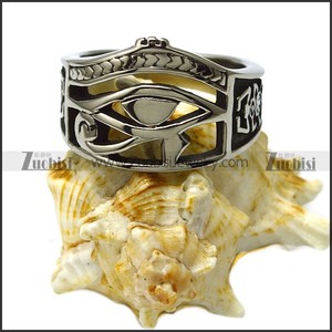 แหวนเงินแบบอียิปต์โบราณทำจากสเตนเลสสตีลสลักรูปวงแหวนรอบดวงตาด้วยกระสุนแบบกลวง - Product Image 4