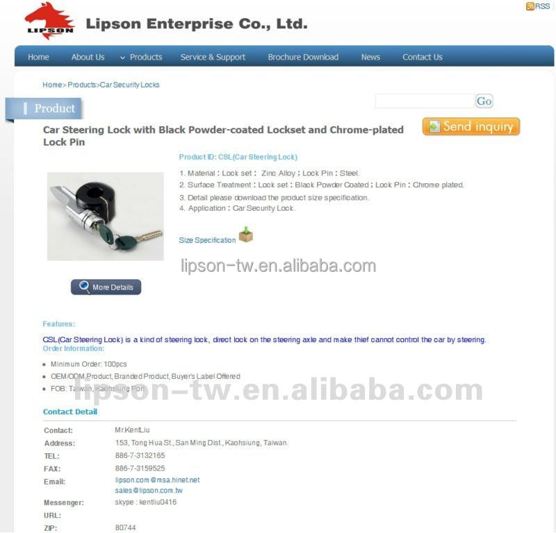 CSL (Car Steering Lock) - Black Powder Coated Steel Car Steering Wheel Lock | Lipson Enterprise
