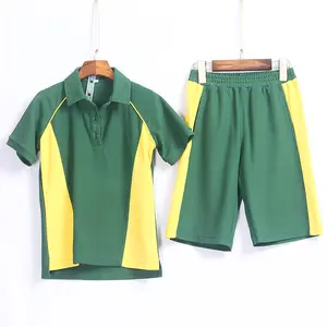 Baju Polo Desain Seragam Sekolah Kustom dan Pakaian Olahraga Pendek Set 2 Potong Seragam Sekolah