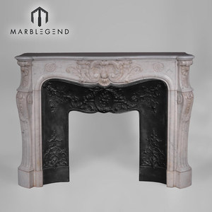 Moderne Stijl Gesneden Shell <span class=keywords><strong>Carrara</strong></span> Wit Marmeren Schoorsteenmantel - Product Image 1