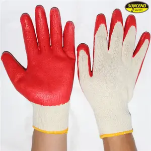 10 jauge coton lisse rouge gants de travail enduits de latex pour la Corée - Product Image 1