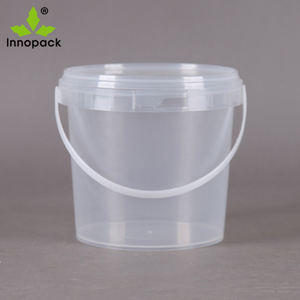 Cubo de plástico transparente, redondo, 1L, hermético, con tapa - Product Image 1