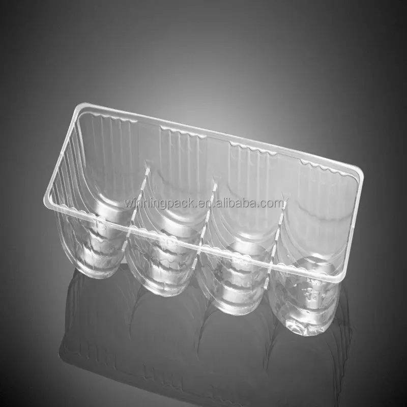 Plateau carré en plastique transparent jetable pour l'emballage de biscuits