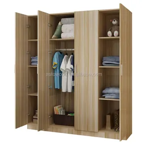 Customized Modern 4 Door MDF Wood Wooden Clothes Wardrobe For Bedroom