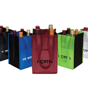 Couleurs personnalisées avec poche avant 90gsm 4 bouteilles de vin non tissé sac de bouteille