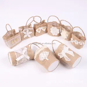 Casamentos decorativos mini bolsa de serapilheira de juta, presentes para festa