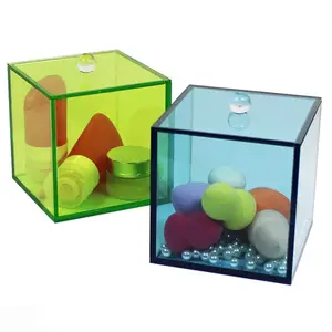 Wholesale translucent colorful acrylic storage display box with silk screen
