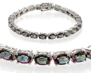 925 silver cz mystic topaz tennis bracelet bangle