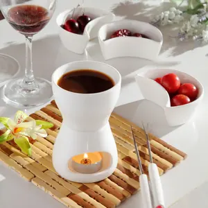 2021 Keramische Chocoladefondue Ijs Pot Set Kaas Hot Pot Fondue Sets Met Vork