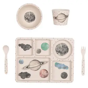 New arrived high quality ECO-friendly divided bamboo fiber kids dinnerware sets