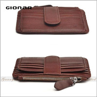 Die Customizing RFID Blocking Safe Leder Minimalist Kreditkarten halter Zip Coin Front Pocket Wallet mit SIM-Steckplätzen