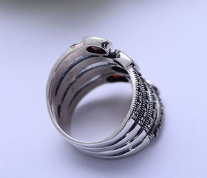 Bague en pierre de grenat pour femmes, incrustation de marcasite en <span class=keywords><strong>argent</strong></span> thaïlandais classique <span class=keywords><strong>925</strong></span> - Product Image 4