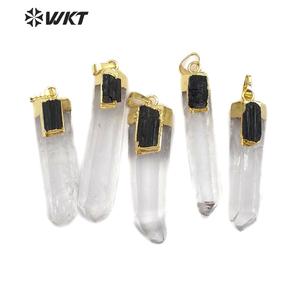 WT-P1447 <span class=keywords><strong>de</strong></span> cuarzo chapado en oro <span class=keywords><strong>de</strong></span> 18K con <span class=keywords><strong>turmalina</strong></span> negra, piedra Natural <span class=keywords><strong>de</strong></span> nuevo diseño, venta al por mayor - Product Image 1