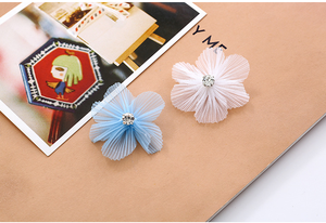 New Beatiful Hồng/ánh sáng màu vàng handmade 3D pleat hoa với Rhinestone quần áo/Túi/T-Shirt trang trí phụ kiện - Product Image 3