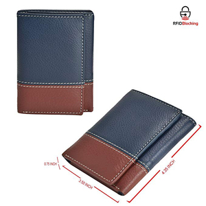 Rfid — portefeuille en <span class=keywords><strong>cuir</strong></span> véritable pour hommes, anti-Rfid, <span class=keywords><strong>porte</strong></span>-cartes, tripliable, accessoire de voyage - Product Image 2