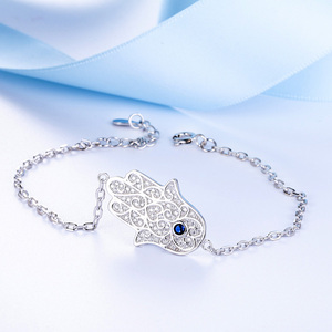 De moda 925 joyas de plata los ojos del mal mano de <span class=keywords><strong>Hamsa</strong></span> encanto <span class=keywords><strong>pulseras</strong></span> - Product Image 1