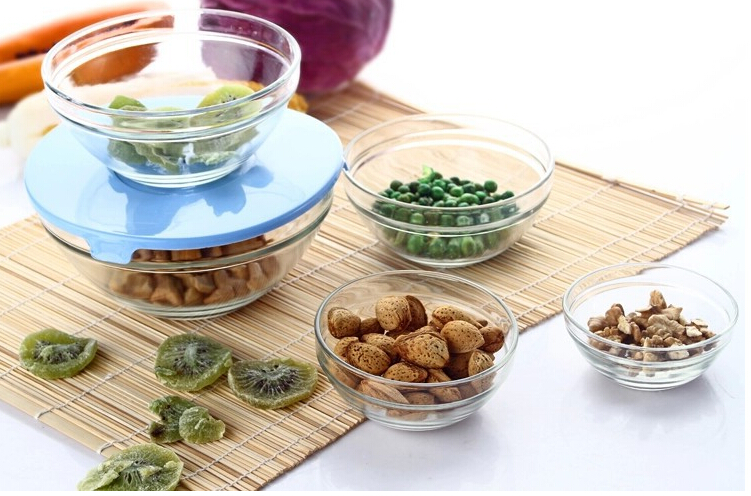 Wholesale customized soda lime bowls salad bowl set glass bowl with lid
