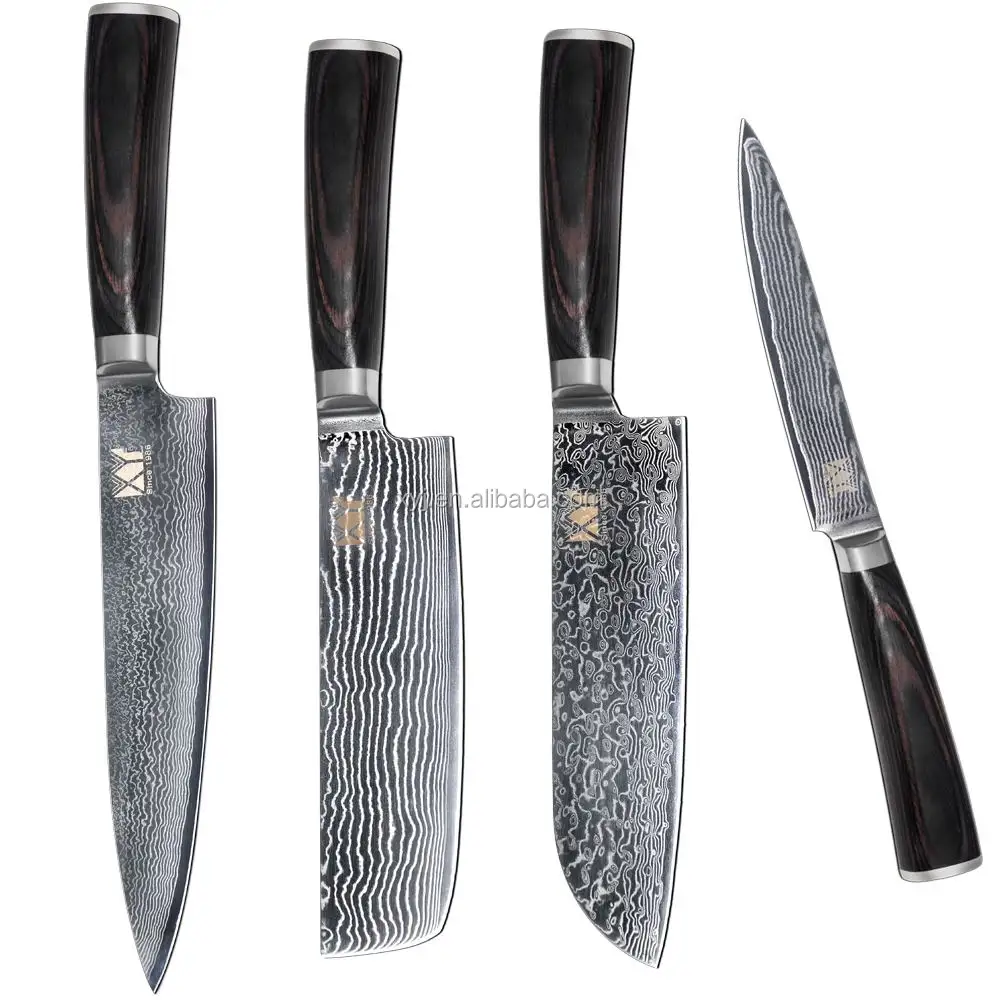סן-מיי מטבח סכין דמשק קלאסי דפוס להב זול סכין סטים עם יפה מגנט תיבה